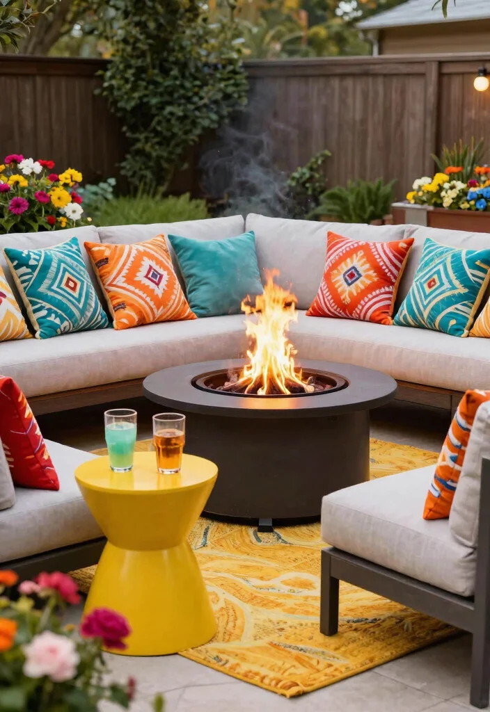 10 Aesthetic Fire Pit Decorating Ideas for Your Sanctuary 4. Colorful Accents 0