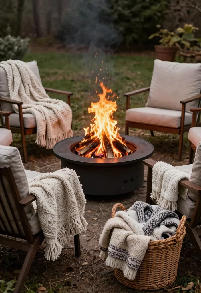10 Aesthetic Fire Pit Decorating Ideas for Your Sanctuary 5. Cozy Blankets and Throws 0