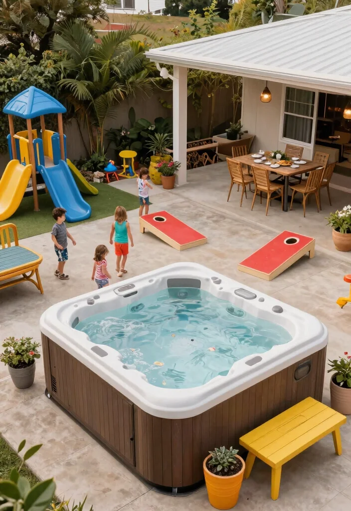 10 Best Coleman Hot Tub Ideas to Make It Look Luxury 7. Family Friendly Fun Zone 0