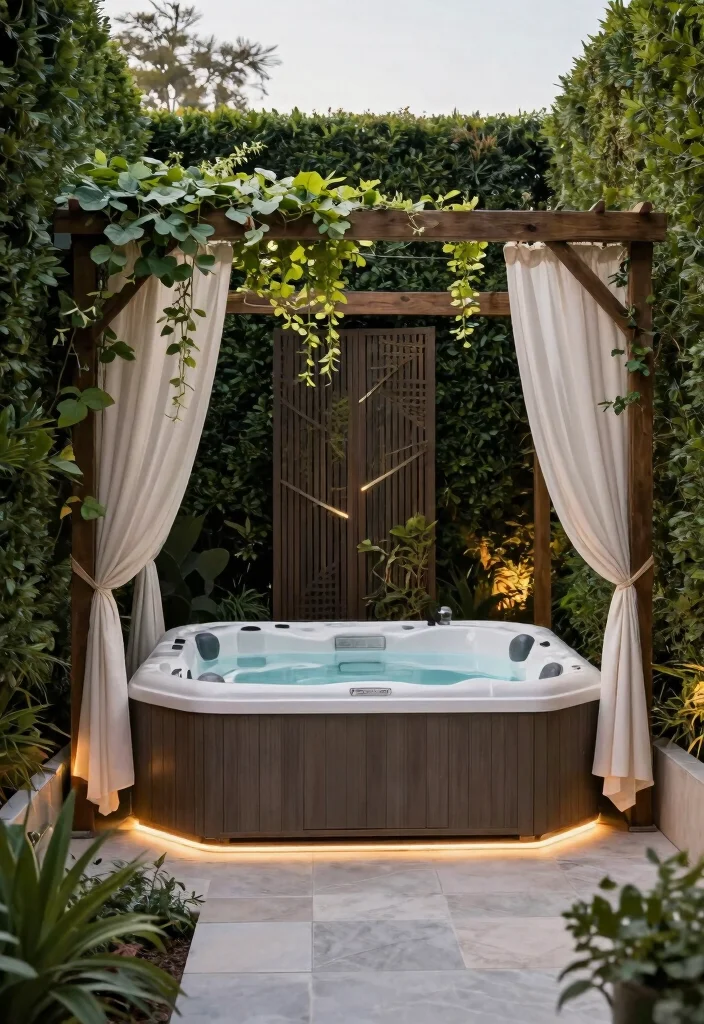 10 Best Coleman Hot Tub Ideas to Make It Look Luxury 8. Elegant Privacy 0