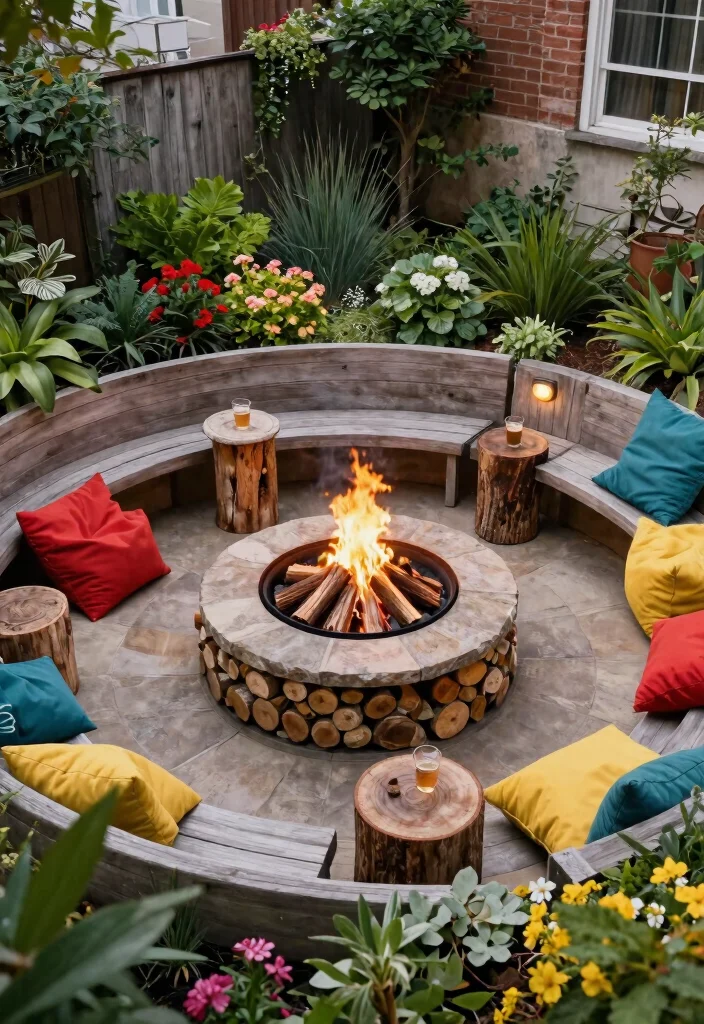 10 Best Fire Pit Top View Layouts for Perfect Planning 1. Circular Fire Pit with Radiating Seating 0
