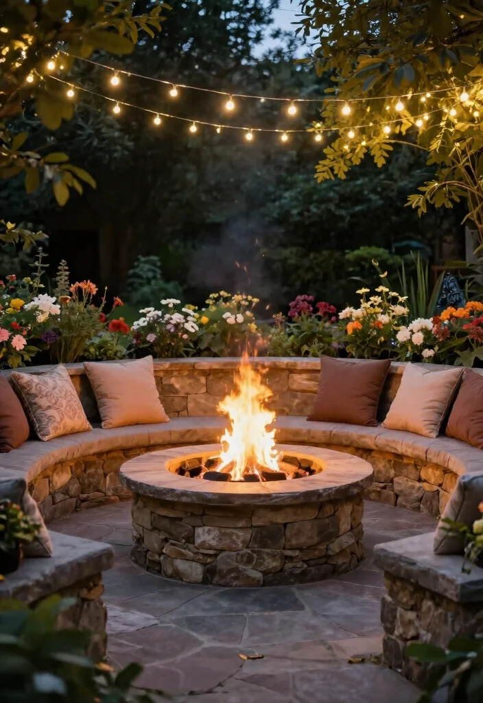 10 Best Outdoor Fire Pit Ideas with Built in Seating 1. Circular Seating with Integrated Planters 0
