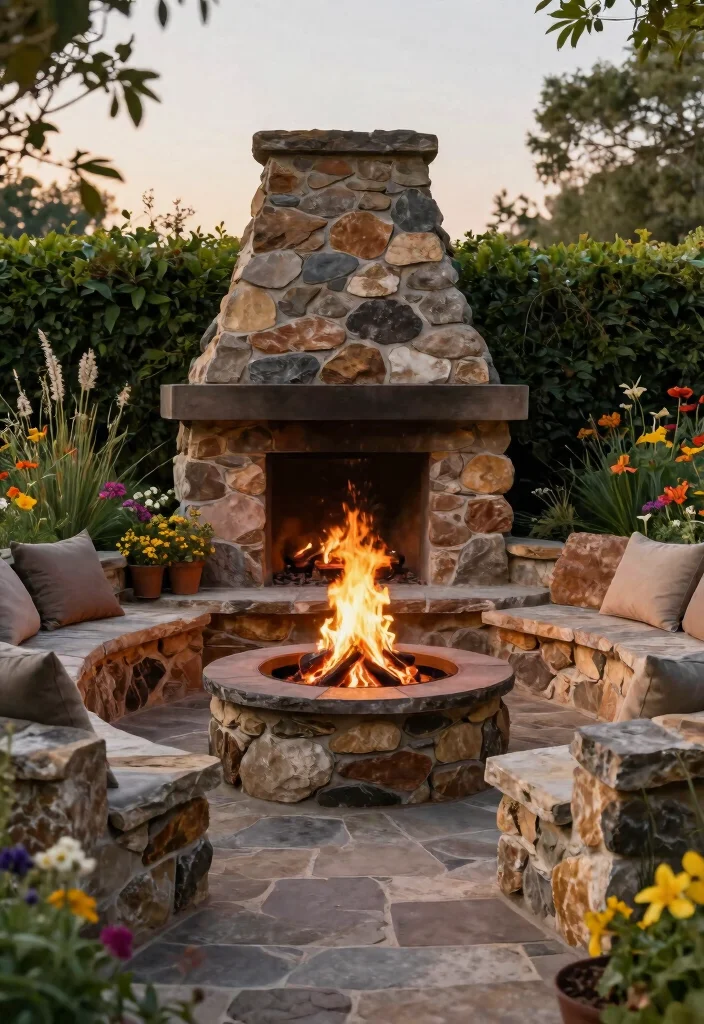 10 Contemporary Outdoor Fire Pit Designs for a High End Look 10. Fire Pit Surrounded by Natural Stone 0