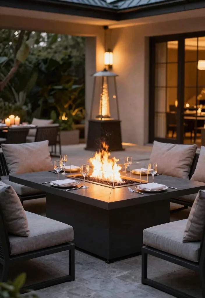 10 Contemporary Outdoor Fire Pit Designs for a High End Look 3. Modern Gas Fire Pit Table 0