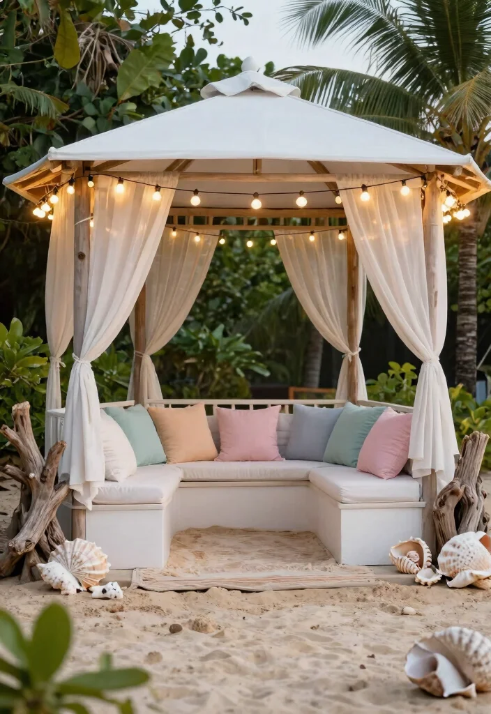 10 Cozy Gazebo Ideas with Rugs Cushions Lights 5. Coastal Escape 0