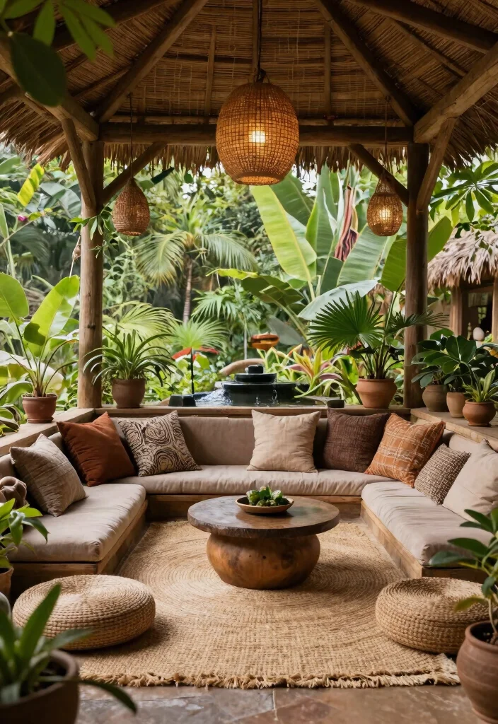 10 Cozy Gazebo Ideas with Rugs Cushions Lights 7. Nature Inspired Retreat 0