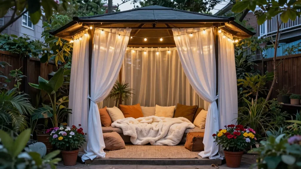10 Cozy Gazebo Ideas with Rugs, Cushions & Lights