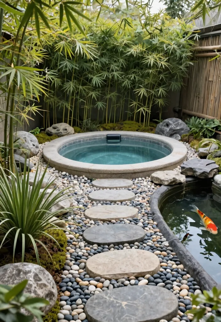 10 Dreamy Hot Tub Oasis Ideas to Transform Your Yard 3. Zen Garden Retreat 0