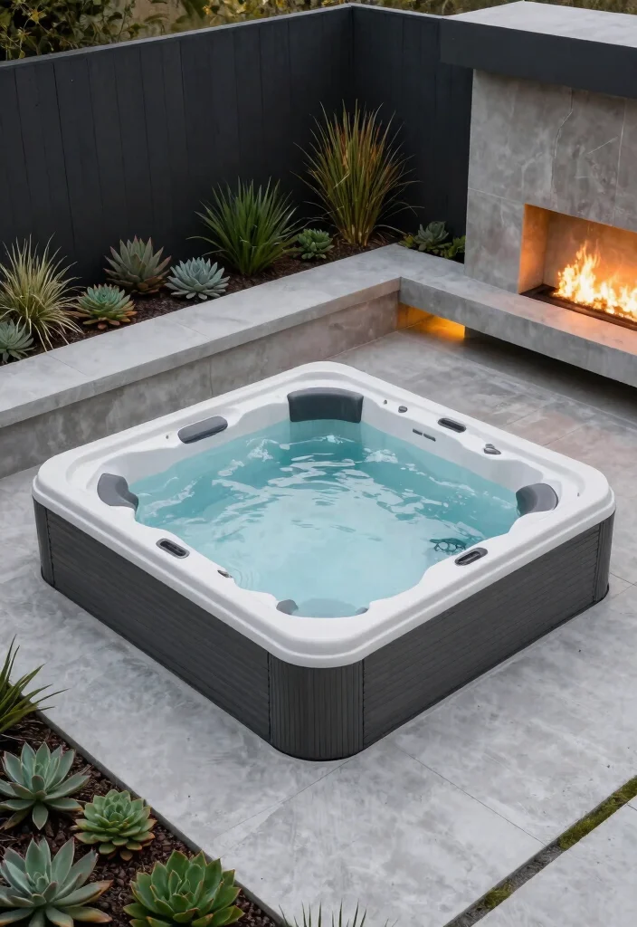 10 Dreamy Hot Tub Oasis Ideas to Transform Your Yard 4. Modern Minimalism 0
