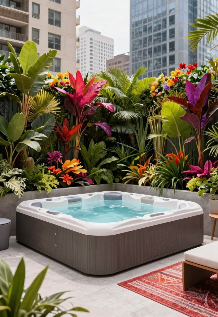 10 Dreamy Hot Tub Oasis Ideas to Transform Your Yard 8. Urban Jungle 0