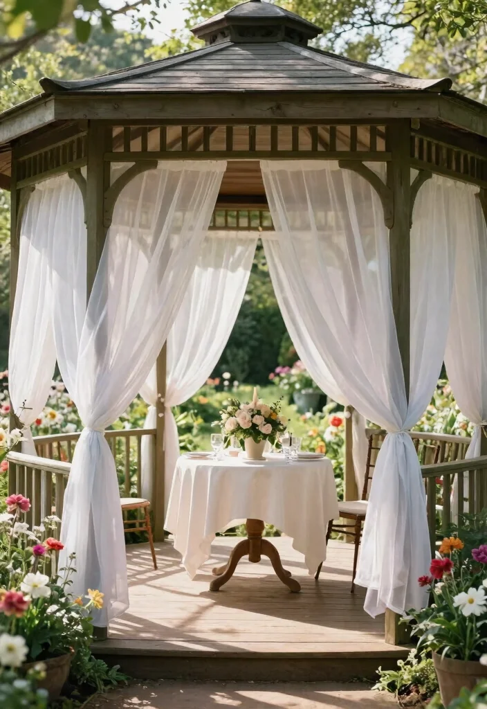 10 Elegant Gazebo Curtain Ideas for Privacy Style 1. Sheer Elegance 0