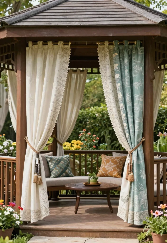 10 Elegant Gazebo Curtain Ideas for Privacy Style 10. Customized Designs 0
