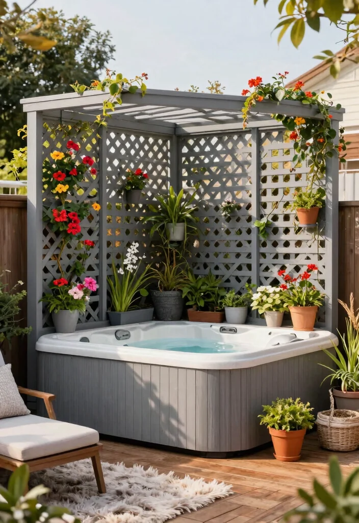 10 Modern Hot Tub Screening Ideas for Total Privacy 1. Lattice Privacy Screens 0