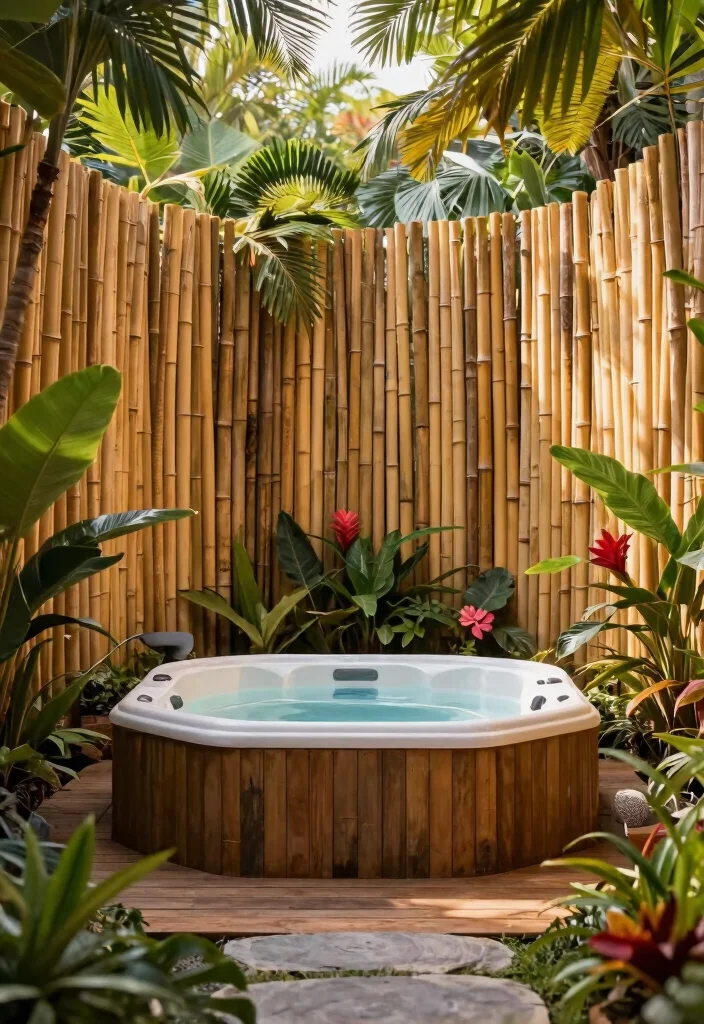 10 Modern Hot Tub Screening Ideas for Total Privacy 4. Bamboo Fencing 0