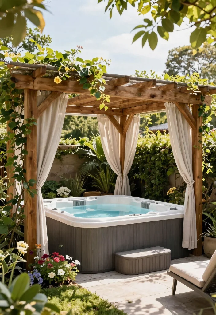 10 Modern Hot Tub Screening Ideas for Total Privacy 6. Stylish Pergolas 0