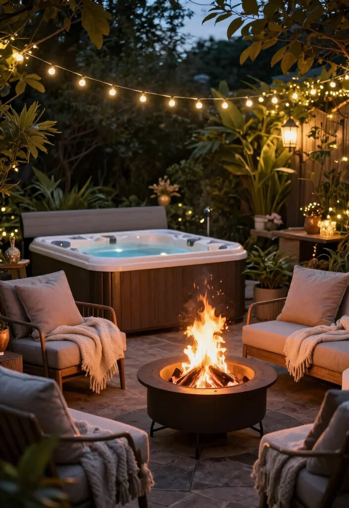 10 Most Private Hot Tub Ideas for Your Backyard Escape 10. Fire Pit Integration 0