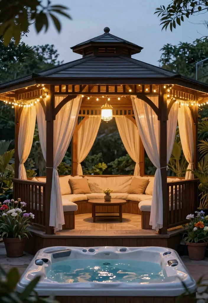 10 Most Private Hot Tub Ideas for Your Backyard Escape 5. Gazebo Getaway 0