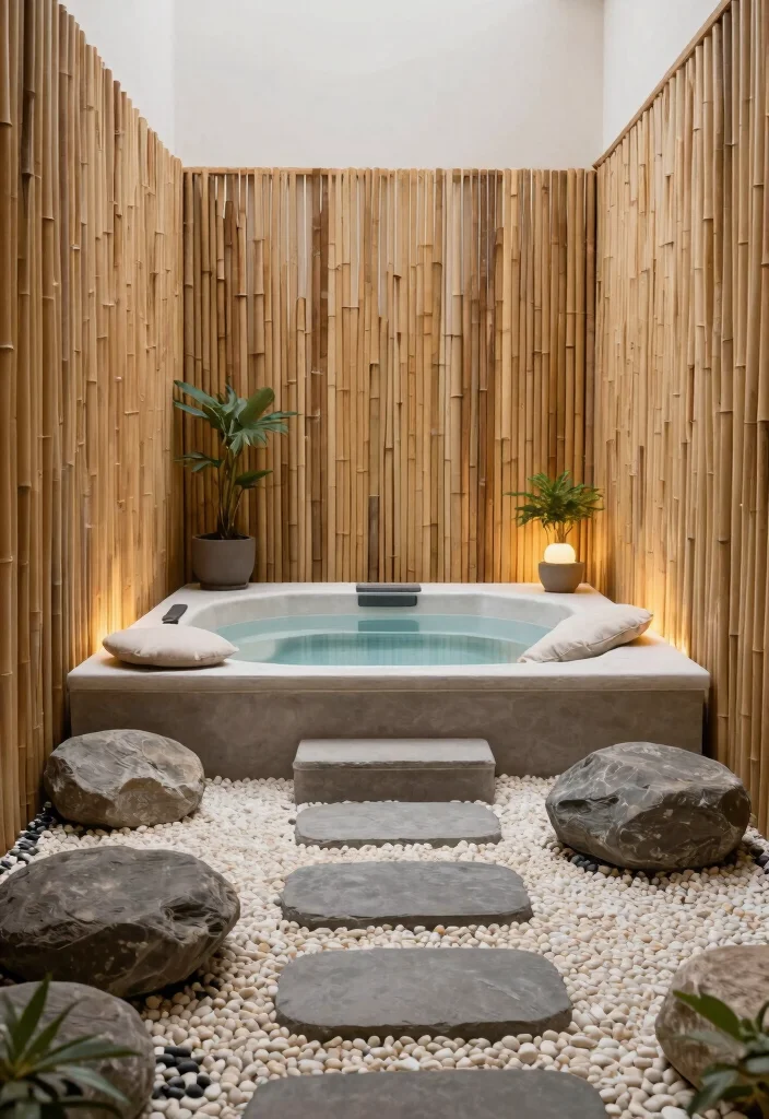 10 Most Private Hot Tub Ideas for Your Backyard Escape 9. Minimalist Zen Space 0