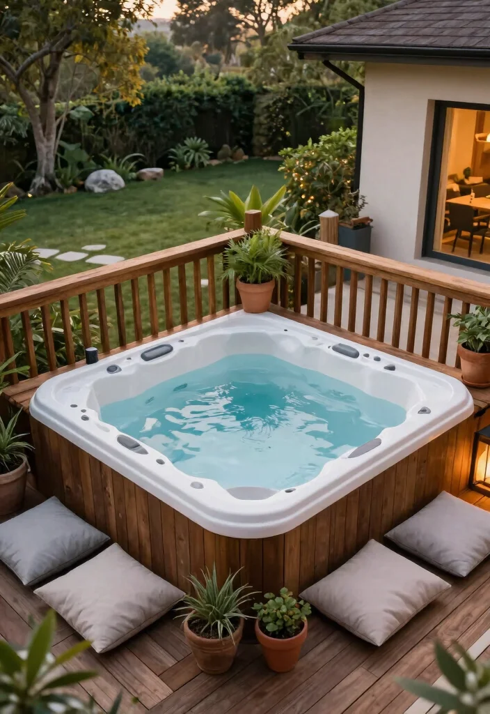 10 Smart Small Yard Hot Tub Ideas to Save Space 1. Elevated Deck Hot Tub 0