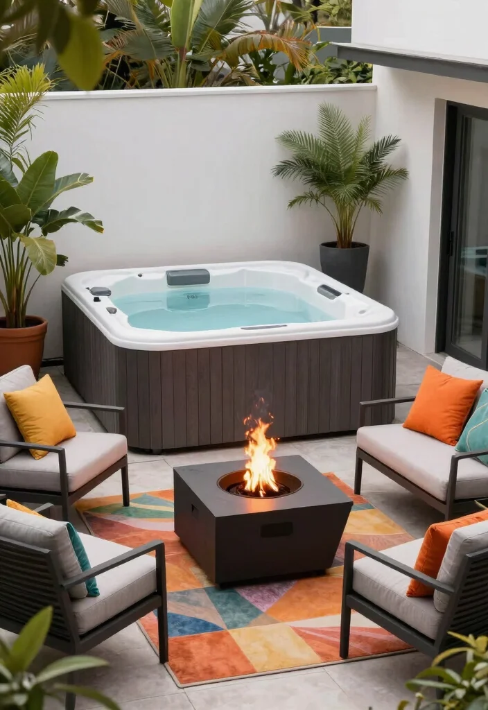 10 Smart Small Yard Hot Tub Ideas to Save Space 4. Mini Hot Tub on a Patio 0