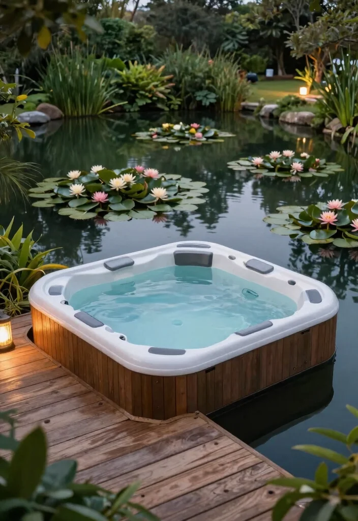 10 Smart Small Yard Hot Tub Ideas to Save Space 9. Floating Hot Tub 0