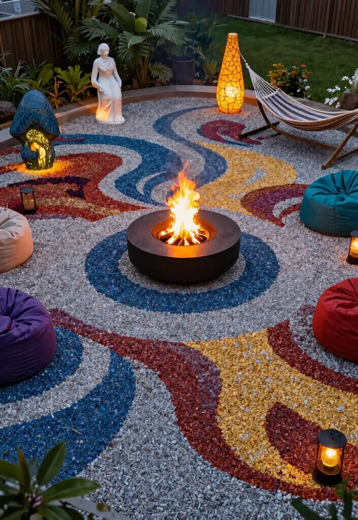 10 Stylish Gravel Fire Pit Area Backyard Designs Low Cost 10. Artistic Gravel Fire Pit Design 0