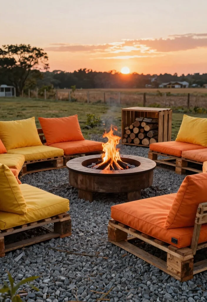10 Stylish Gravel Fire Pit Area Backyard Designs Low Cost 2. Rustic Wooden Pallet Fire Pit 0