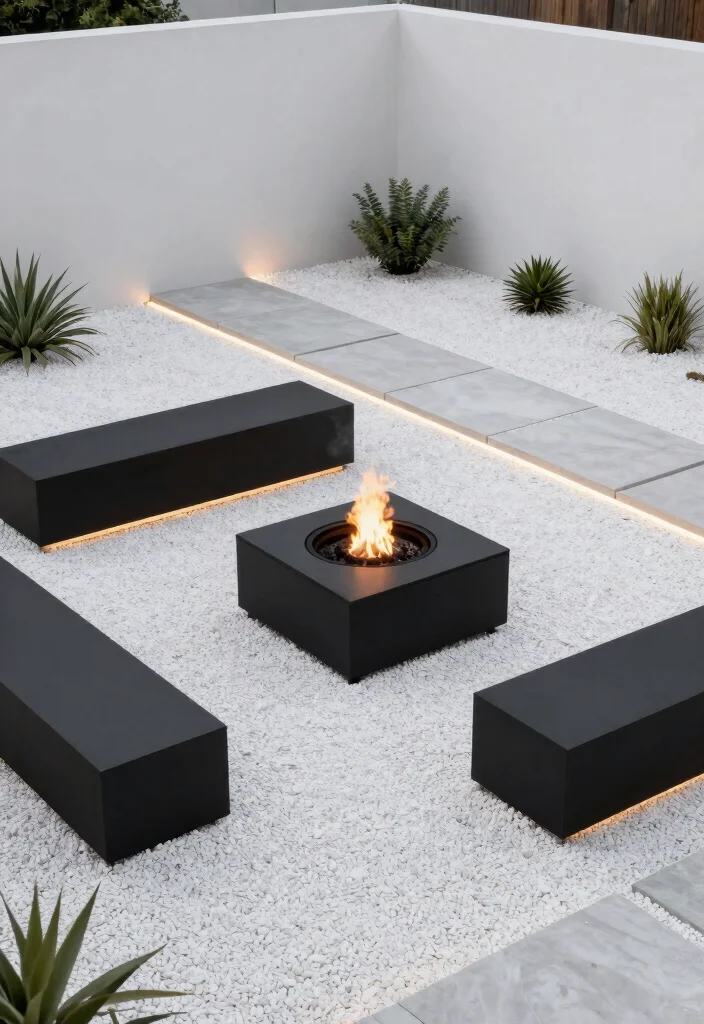 10 Stylish Gravel Fire Pit Area Backyard Designs Low Cost 3. Modern Minimalist Gravel Design 0