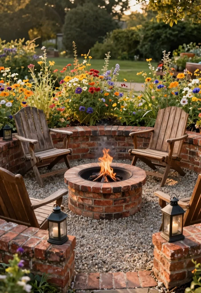 10 Stylish Gravel Fire Pit Area Backyard Designs Low Cost 9. Vintage Charm with Old Bricks 0