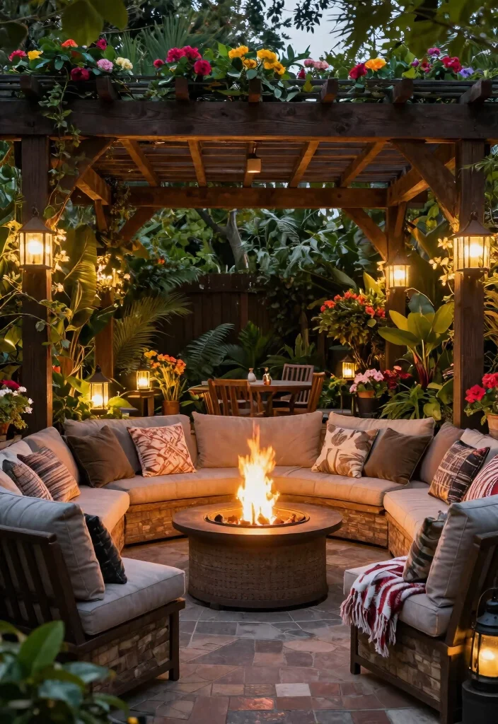 11 Backyard Pergola Gazebo Ideas for Perfect Shade 10. Pergola with Fire Pit 0