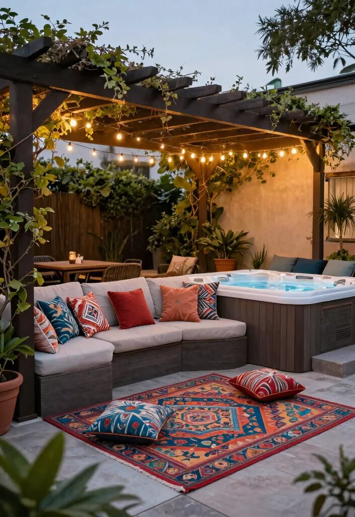 11 Best Hot Tub Surround Ideas DIY Backyard Projects 10. Outdoor Lounge Area 0