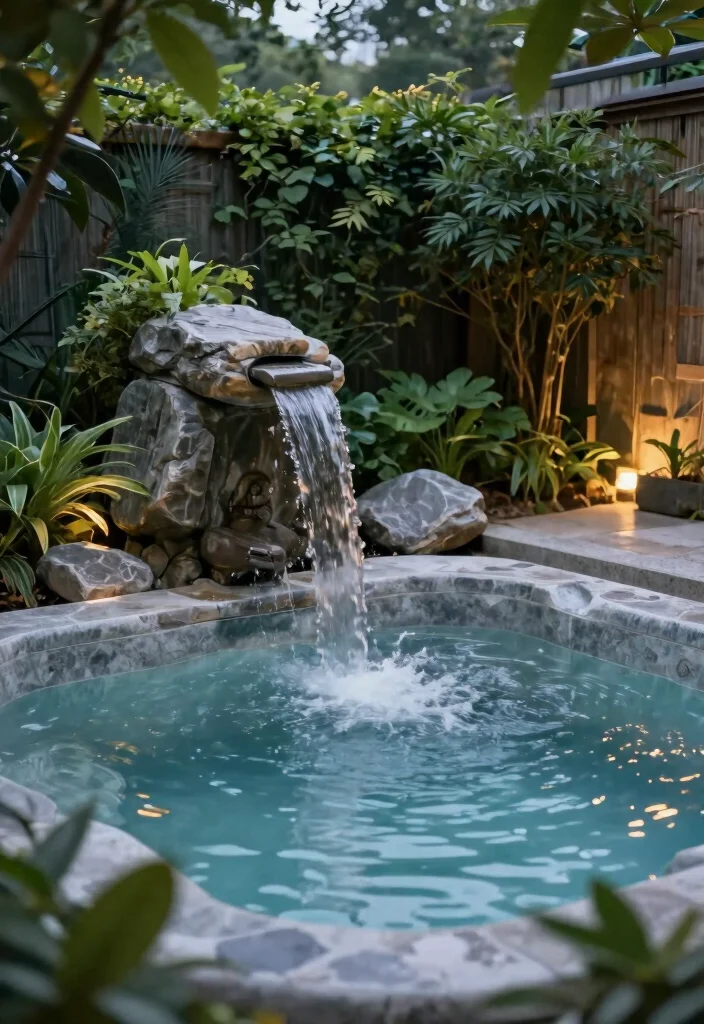 11 Best Hot Tub Surround Ideas DIY Backyard Projects 11. Water Feature Accompaniment 0