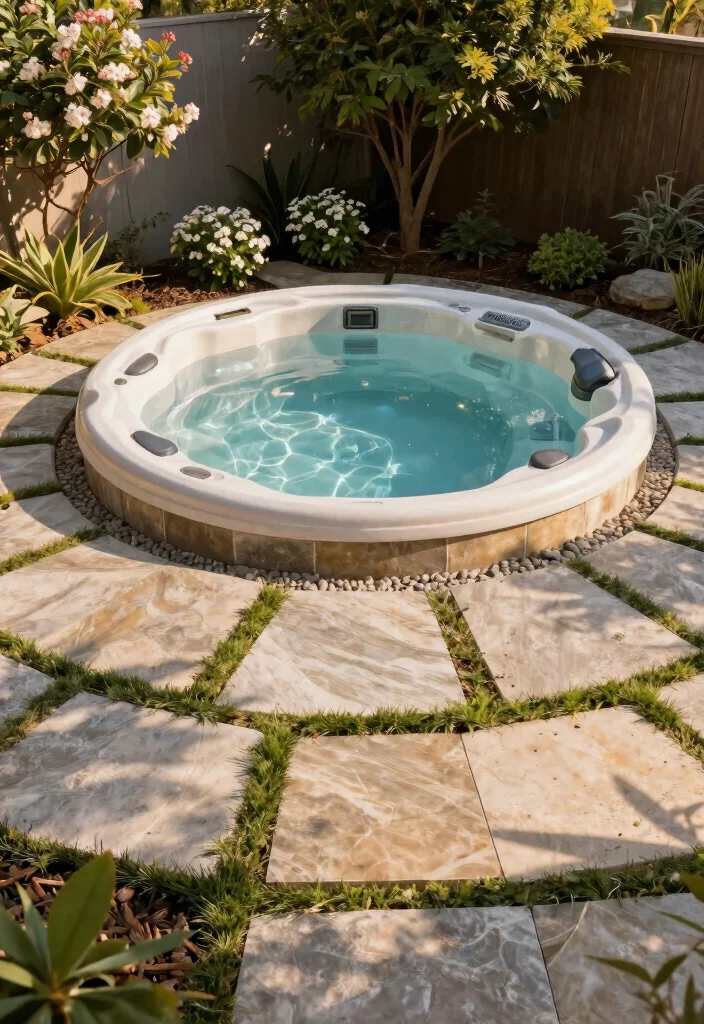 11 Best Hot Tub Surround Ideas DIY Backyard Projects 3. Stone Paver Surround 0