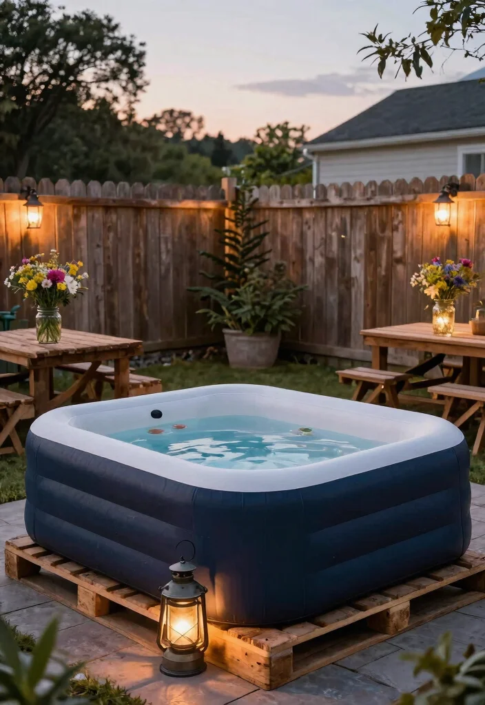 11 Best Inflatable Hot Tub Ideas on a Backyard Budget 4. Rustic Farmhouse Flair 0