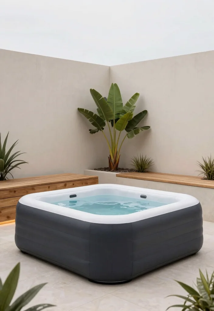 11 Best Inflatable Hot Tub Ideas on a Backyard Budget 8. Minimalist Chic 0