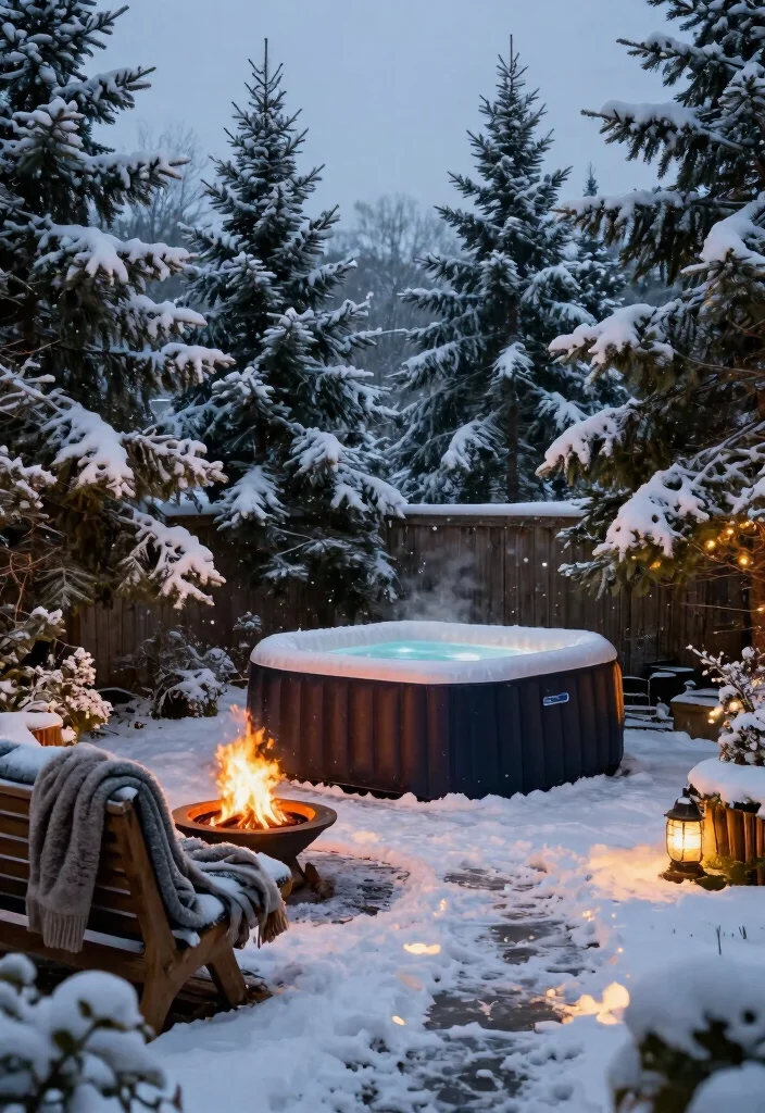 11 Best Inflatable Hot Tub Ideas on a Backyard Budget 9. Snowy Winter Retreat 0