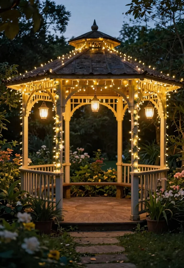 11 Festive Gazebo Birthday Decorating Ideas for Any Age 3. String Lights for Enchantment 0