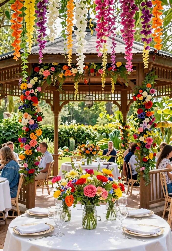 11 Festive Gazebo Birthday Decorating Ideas for Any Age 6. Floral Accents and Arrangements 0