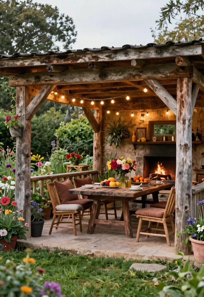 11 Grand Backyard Gazebo Pavilion Ideas for Hosting 1. Rustic Reclaimed Wood Pavilion 0