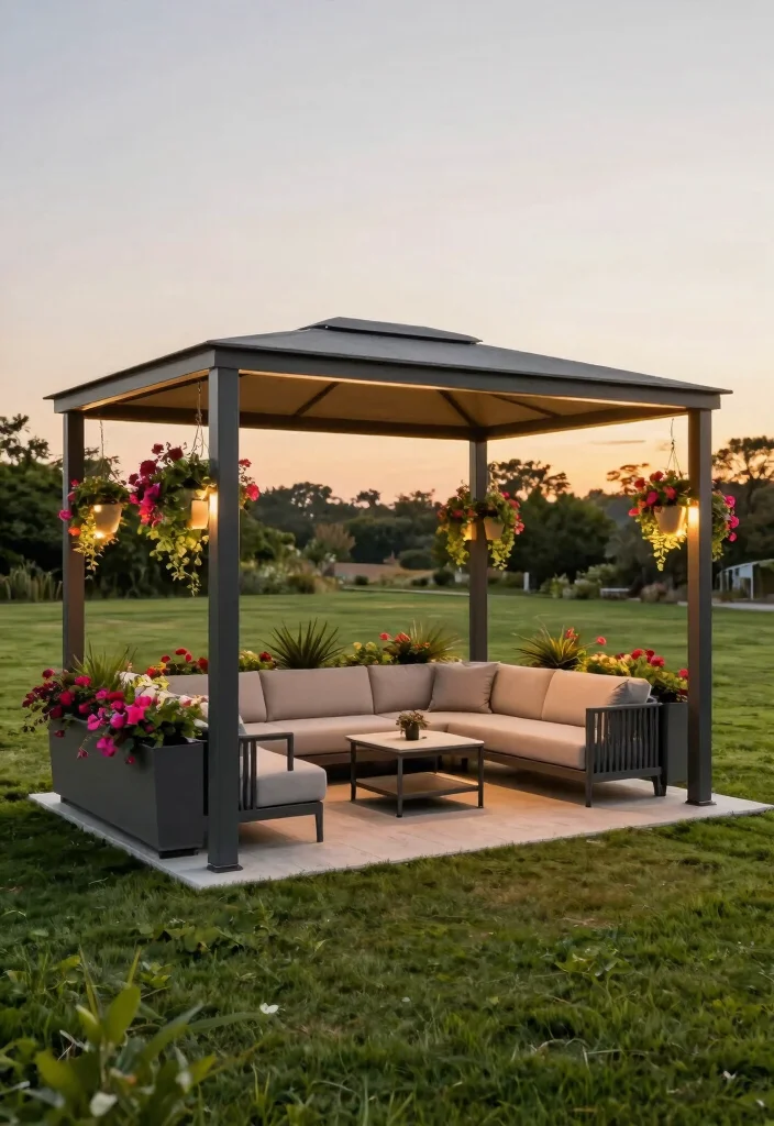 11 Grand Backyard Gazebo Pavilion Ideas for Hosting 2. Contemporary Metal Gazebo 0
