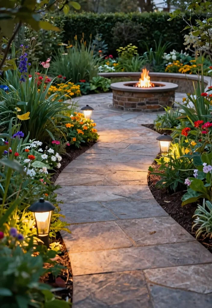 11 Lush Fire Pit Landscaping Ideas for a Natural Oasis 1. Create a Curved Pathway 0