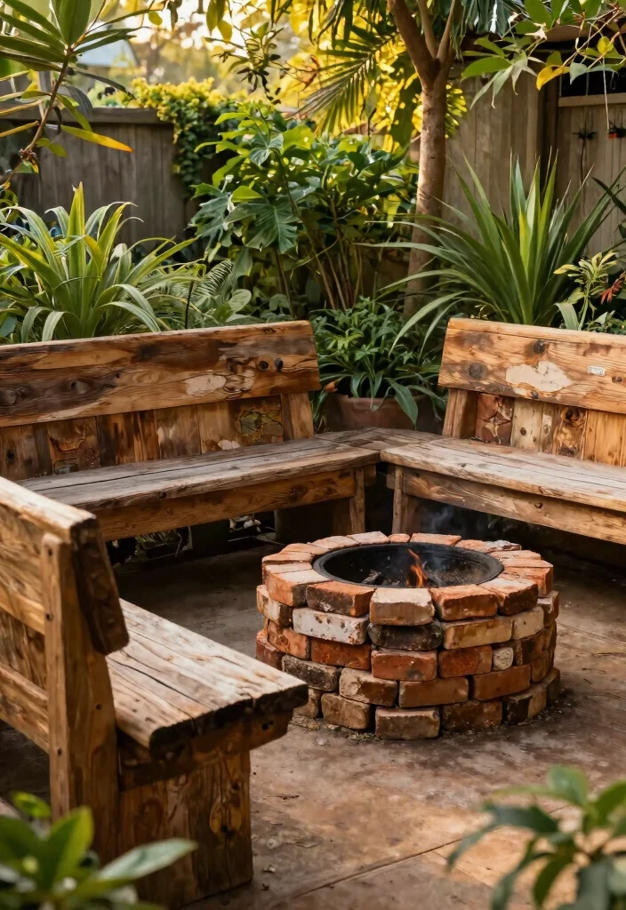 11 Lush Fire Pit Landscaping Ideas for a Natural Oasis 3. Use Reclaimed Materials 0