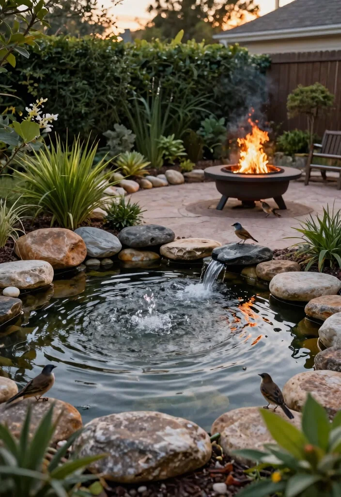 11 Lush Fire Pit Landscaping Ideas for a Natural Oasis 5. Add a Water Feature 0