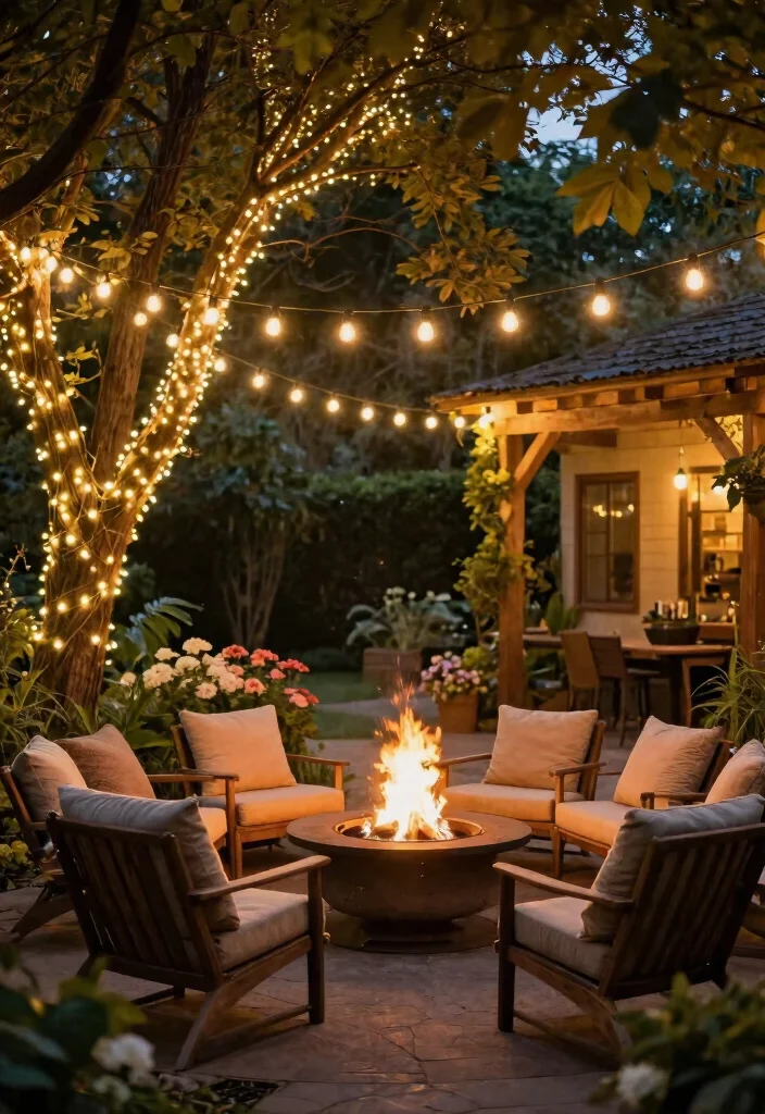 11 Magical Fire Pit Lighting Ideas for a Glow Up Night 1. String Lights for Twinkling Magic 0