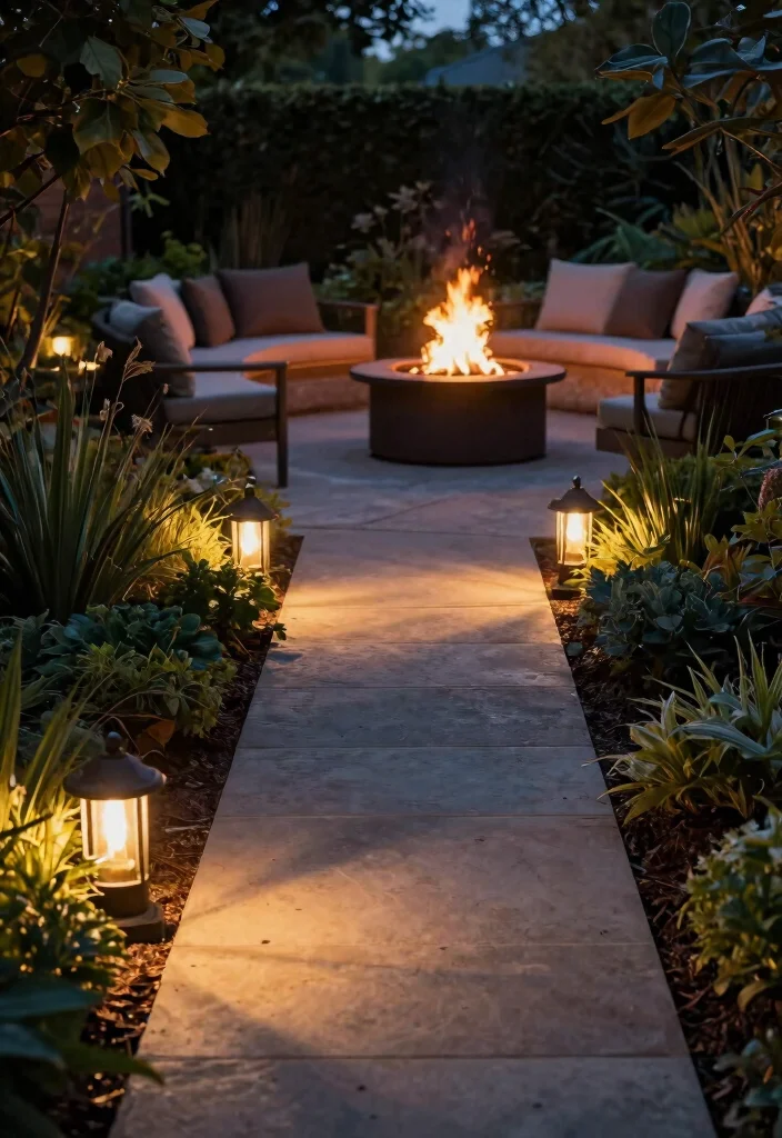 11 Magical Fire Pit Lighting Ideas for a Glow Up Night 3. Ground Lights for Subtle Highlights 0