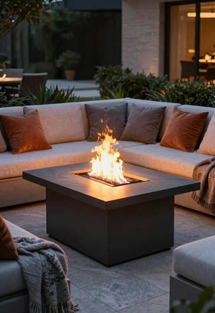 11 Magical Fire Pit Lighting Ideas for a Glow Up Night 7. Fire Pit Table with Built In Lighting 0