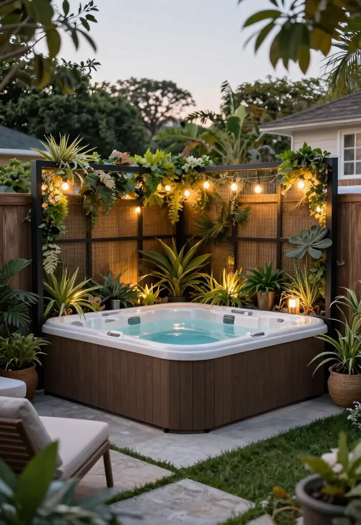11 Stylish Hot Tub Fence Ideas for Safety Peace 10. Privacy Screens for Added Intimacy 0