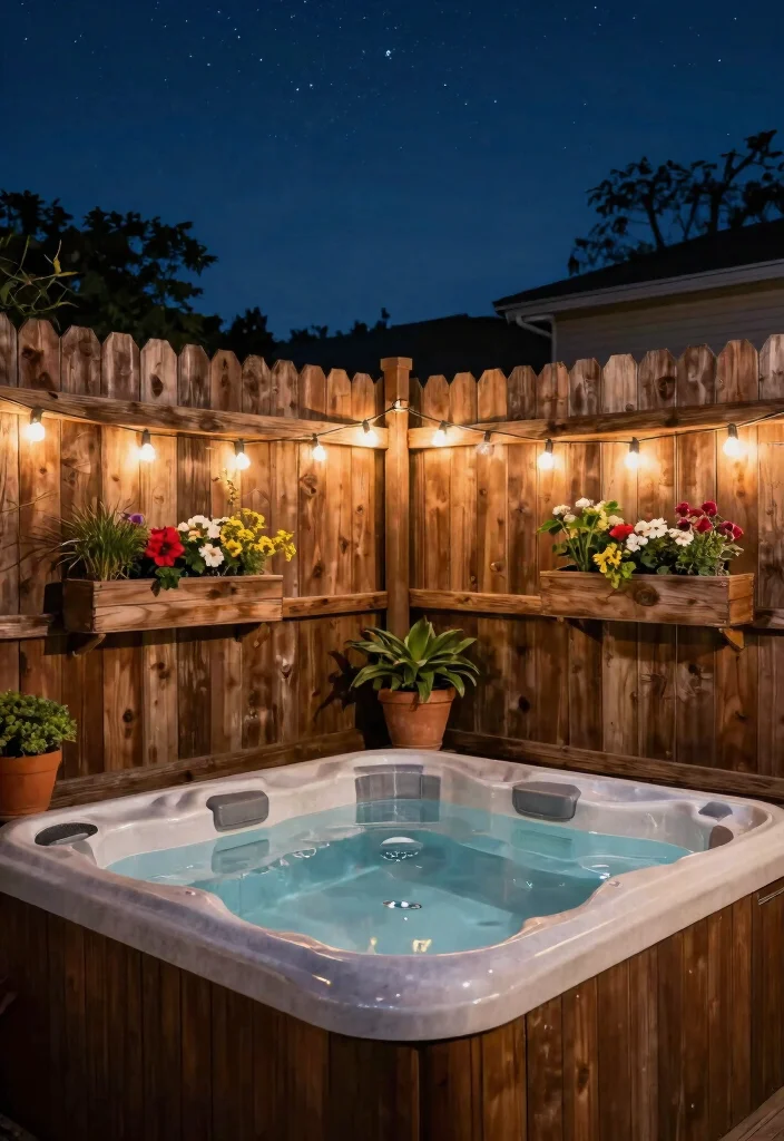 11 Stylish Hot Tub Fence Ideas for Safety Peace 3. Rustic Wooden Fencing for Cozy Charm 0