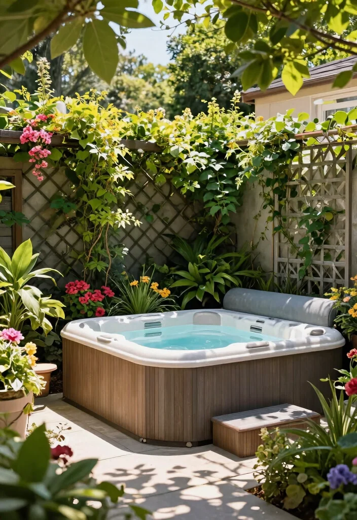 11 Stylish Hot Tub Fence Ideas for Safety Peace 7. Greenery Integrated Fencing for Natural Appeal 0
