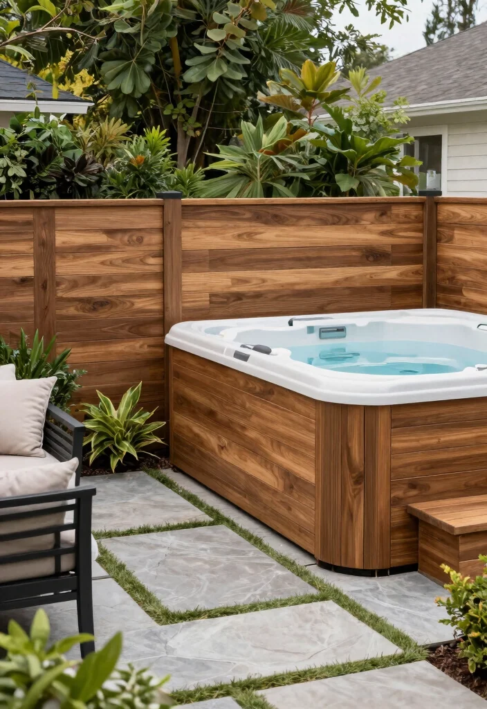 11 Stylish Hot Tub Fence Ideas for Safety Peace 8. Composite Fencing for Eco Friendly Safety 0